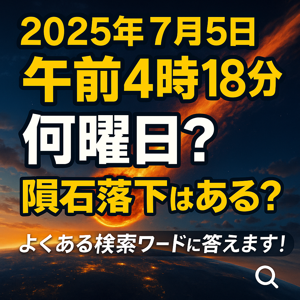 「2025年7月5日 午前4時18分」何曜日？隕石落下はある？よくある検索ワードに答えます！
