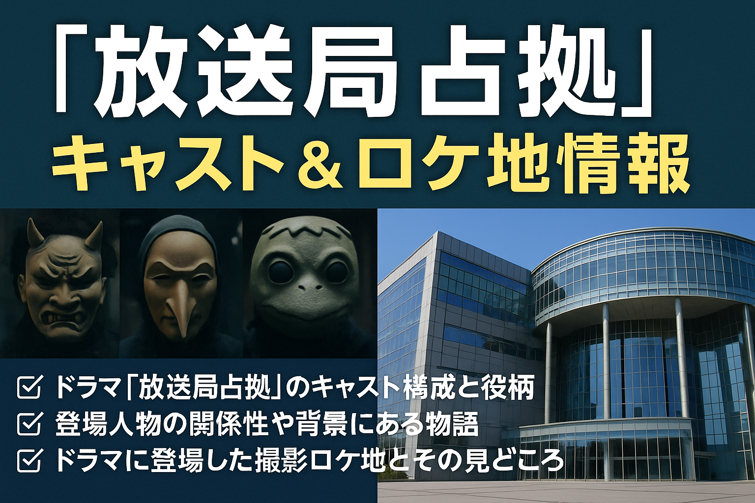 【最新版】『放送局占拠』全キャスト＆ロケ地情報まとめ｜撮影地はどこ？登場人物の背景も解説