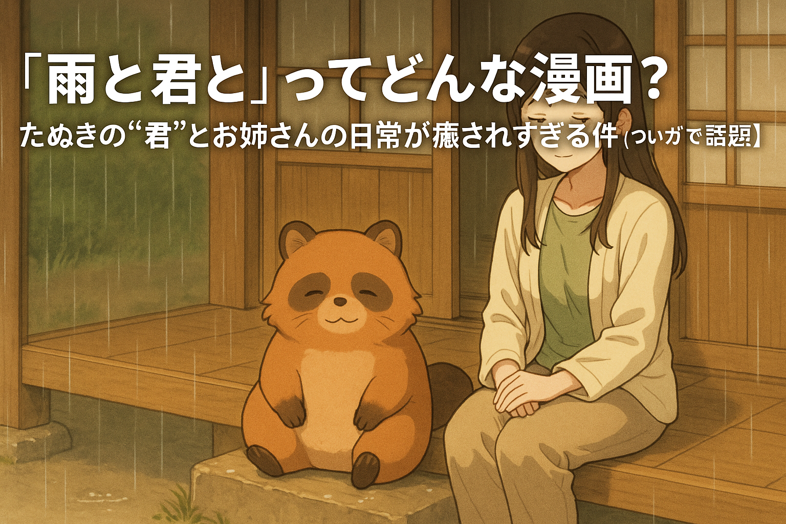 『雨と君と』ってどんな漫画？たぬきの“君”とお姉さんの日常が癒されすぎる件【ついマンガで話題】
