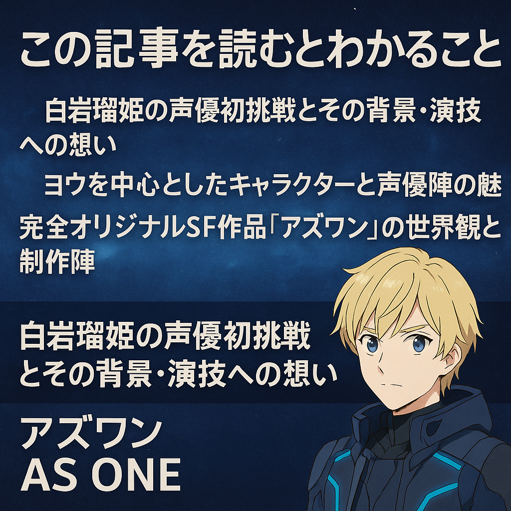 『アズワン AS ONE』にJO1白岩瑠姫が出演！声優陣やキャラ設定を徹底紹介