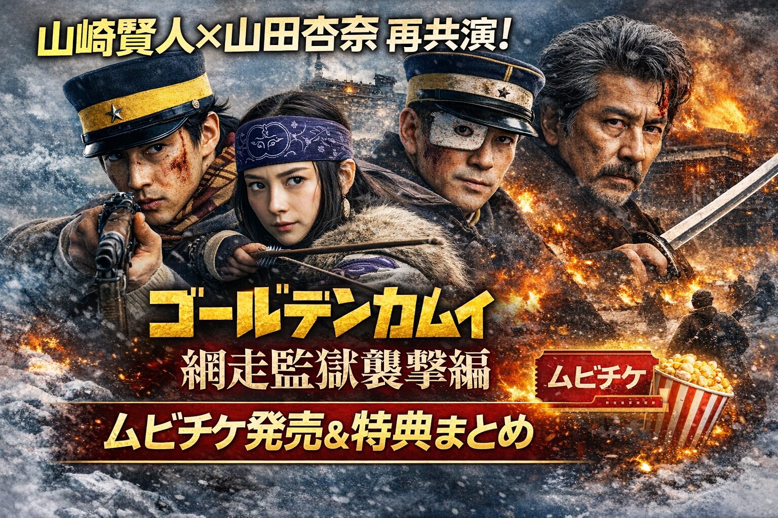 山崎賢人×山田杏奈再共演！『ゴールデンカムイ 網走監獄襲撃編』ムビチケ発売＆特典情報