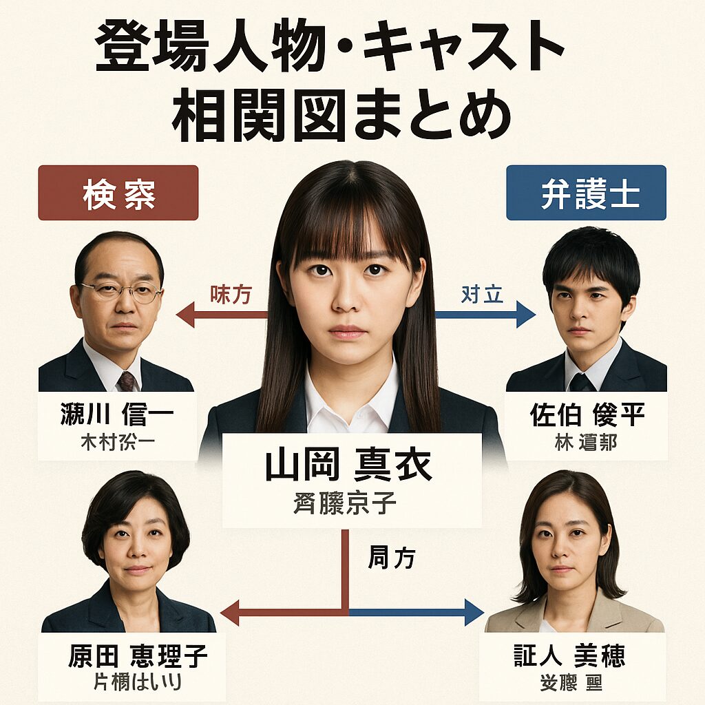 ⚖ 登場人物・キャスト相関図まとめ｜検察・弁護士・証人…立場と感情の変化を整理