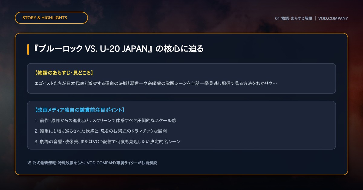 【本文1】『ブルーロック VS. U-20 JAPAN』 あらすじと注目点