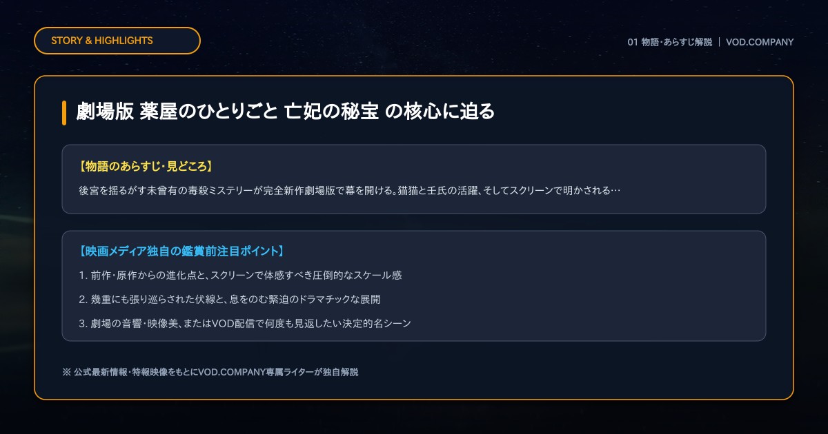 【本文1】劇場版 薬屋のひとりごと 亡妃の秘宝 あらすじと注目点